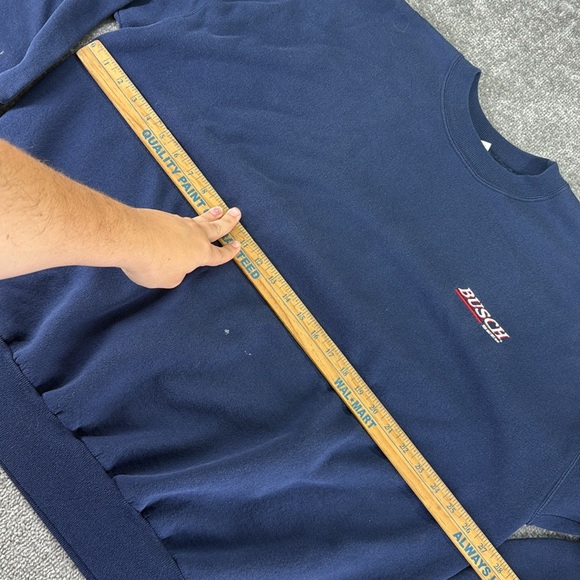 Vintage Hanes Busch Light Beer Embroidered Long Sleeve Sweatshirt Blue Mens XXL - Picture 3 of 12